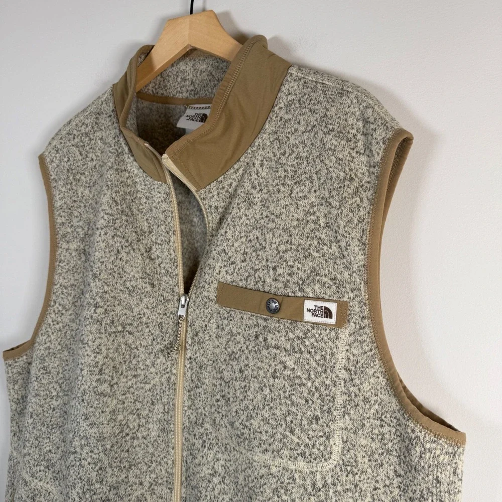 The North Face Gordon Lyons Full Zip Up Fleece Jacket Vest XL Heathered Winter